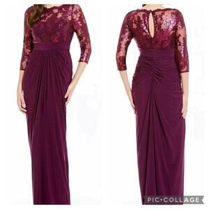 Adrianna Papell Burgundy Lace Midi Dress
